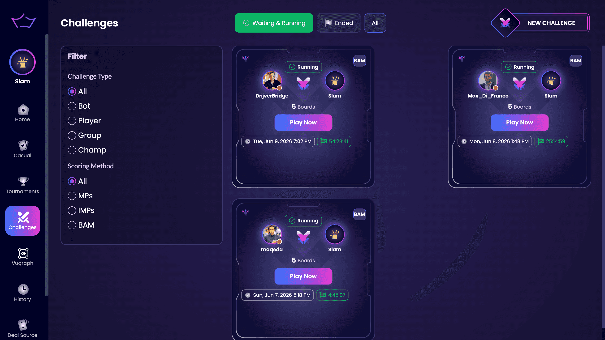 Bridge Champ challenges
